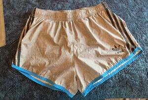 Vintage Adidas Trefoil Herringbone Pattern Running Shorts with Blue Trim